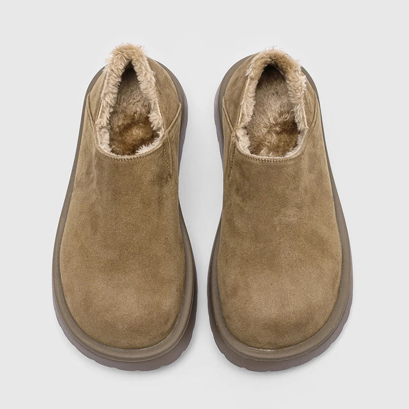 Men's Winter Loafers - Slip-On Two-Way Mule Shoes with Fur Lining Option