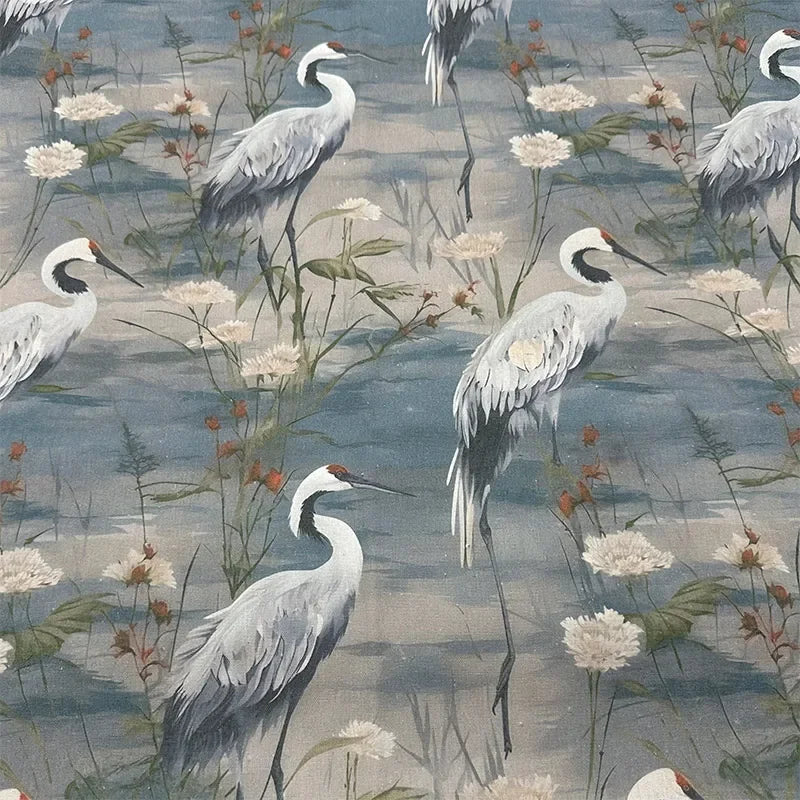 0.5m/1m/2m Encrypted Cotton Linen Retro Chinese Ink Style Fabric for Decorative Cloth, Tablecloths, Curtains, Handmade DIY Fabric