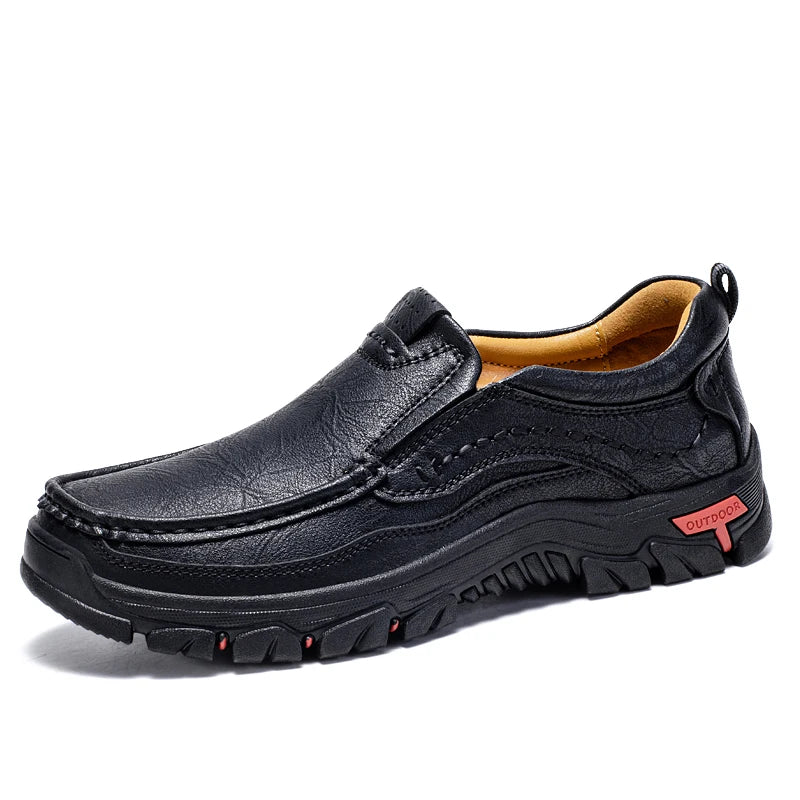 Men's Split Leather Slip-On Business Casual Flats - Comfort Work Shoes EU 38-48