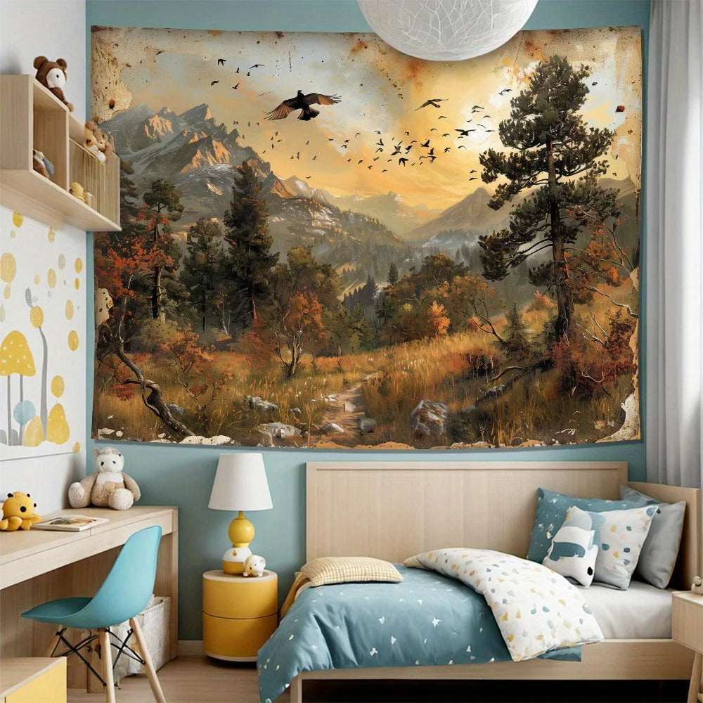 MOUNTAIN LANDSCAPE TAPESTRY - 100% Polyester, 9 Sizes - Wild Walls