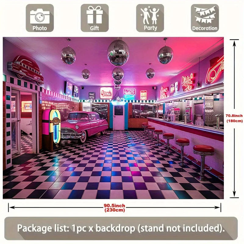 Retro Restaurant Banner - Polyester - Party Backdrop