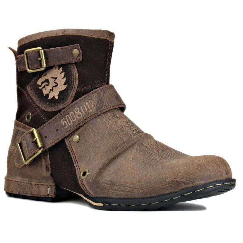 IRON RIDER - Knee-High Cowboy Boots - Buckle Up, Ride Out