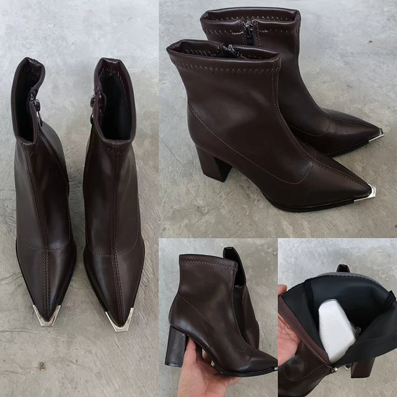 Pointed Toe Chelsea Ankle Boots – Metal Decor