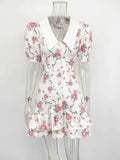 Tossy Printed Lapel Fashion Mini Dress Women's Short Sleeve Patchwork Contrast Elegant Summer Dress 2025 Female Bodycon Dress