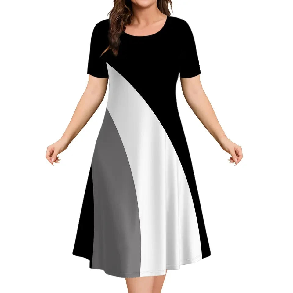Oversized Summer Women's Short Sleeve Dress Plus Size 9XL Women's Loose Short Dress Casual Printed Fashion Party Dresses 2025