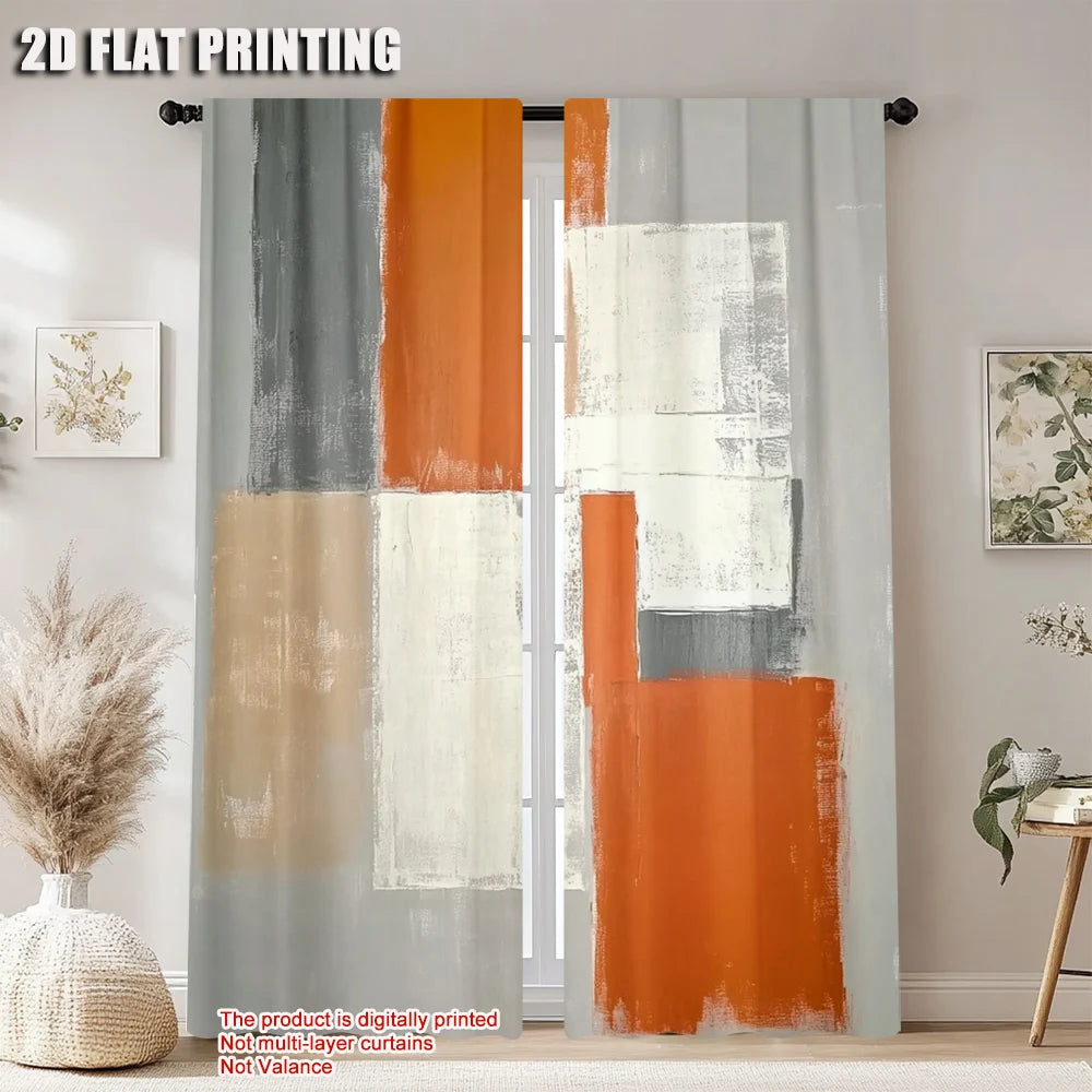 ABSTRACT ART SHEER CURTAINS - 2 Panels, Rod Pocket, 8 Sizes - Open Rooms