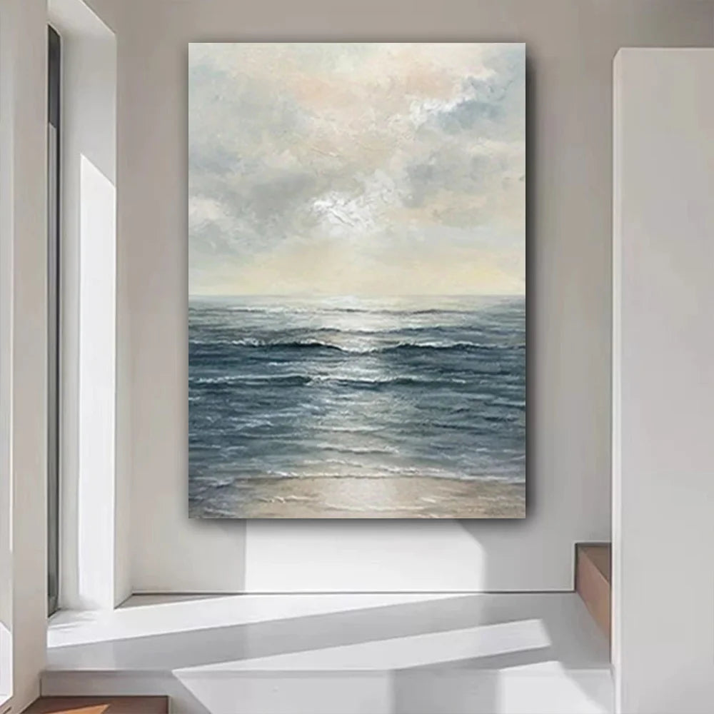 ABSTRACT SEA VIEW OIL PAINTING - Hand-Painted - Unframed Canvas
