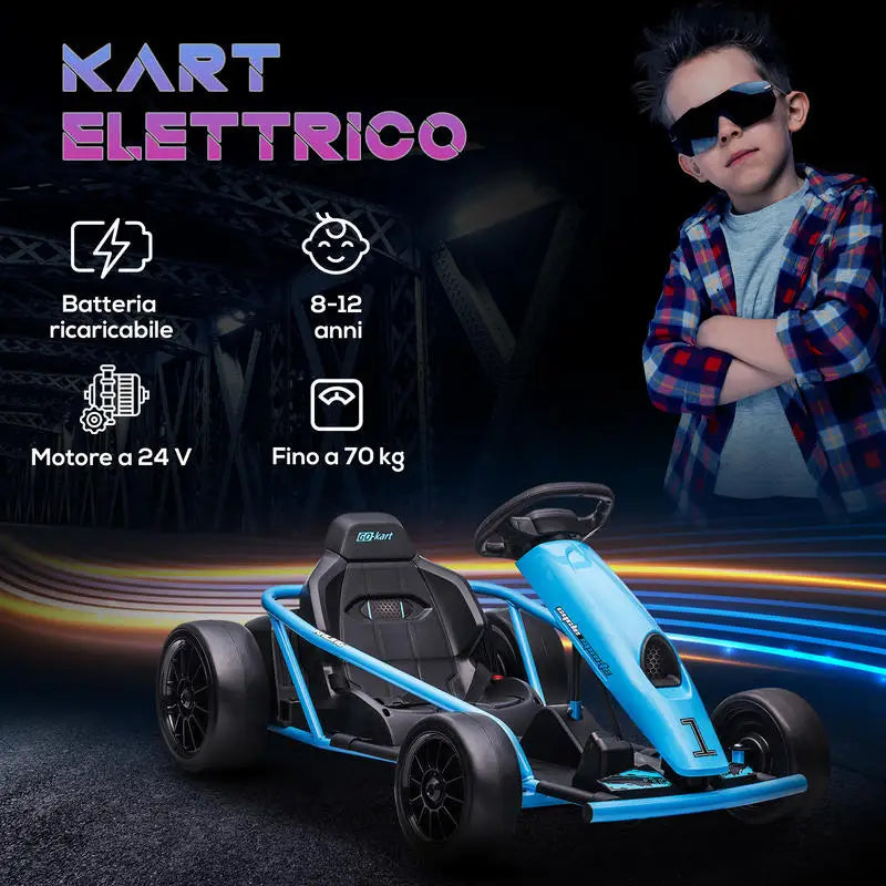 ELECTRIC GO-KART - 8–12 Years, Seat Belt - Kids' Track Fun
