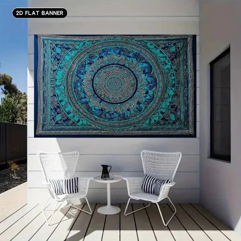 Bohemian Blue Mandala Tapestry – Ethnic Wall Hanging