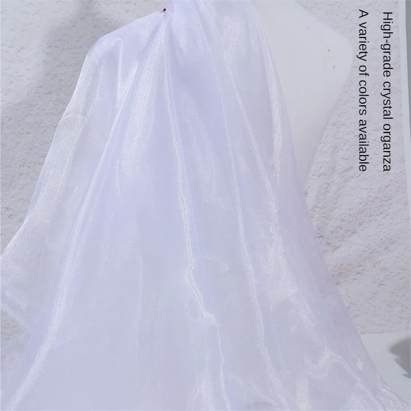 Water Light Crystal Organza Fabric Shiny By The Meter for Clothes Wedding Dress Children's Clothing Sewing Cloth Smooth White