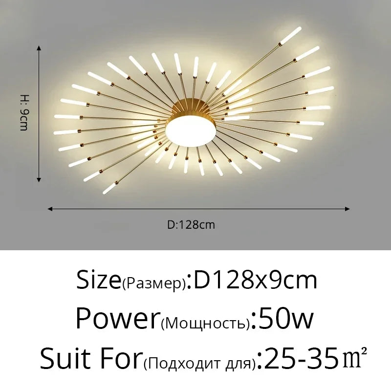 Modern LED Ceiling Chandelier – Black/Gold, 12–42 Heads, Dimmable