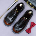 Men's Genuine Leather Slip-On Shoes - Bright Lacquered Round Toe British Style