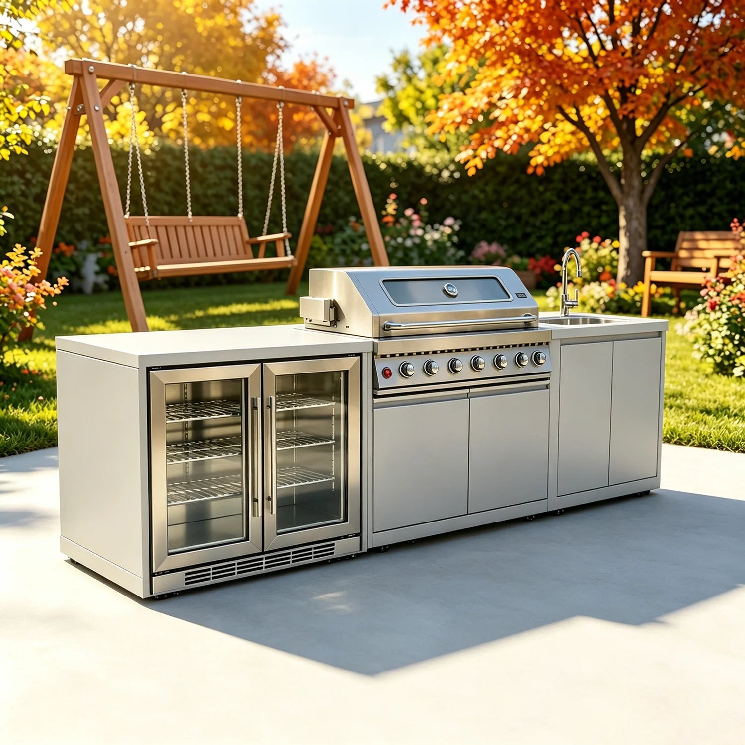 OUTDOOR KITCHEN SET - Stainless Steel Grill & Sink - Patio Cooking