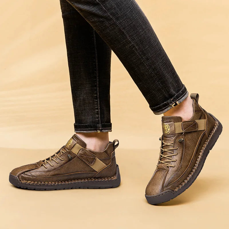 HIGH STITCH - Men's Handmade High-Top Casual Ankle Boots - Breathable Leather