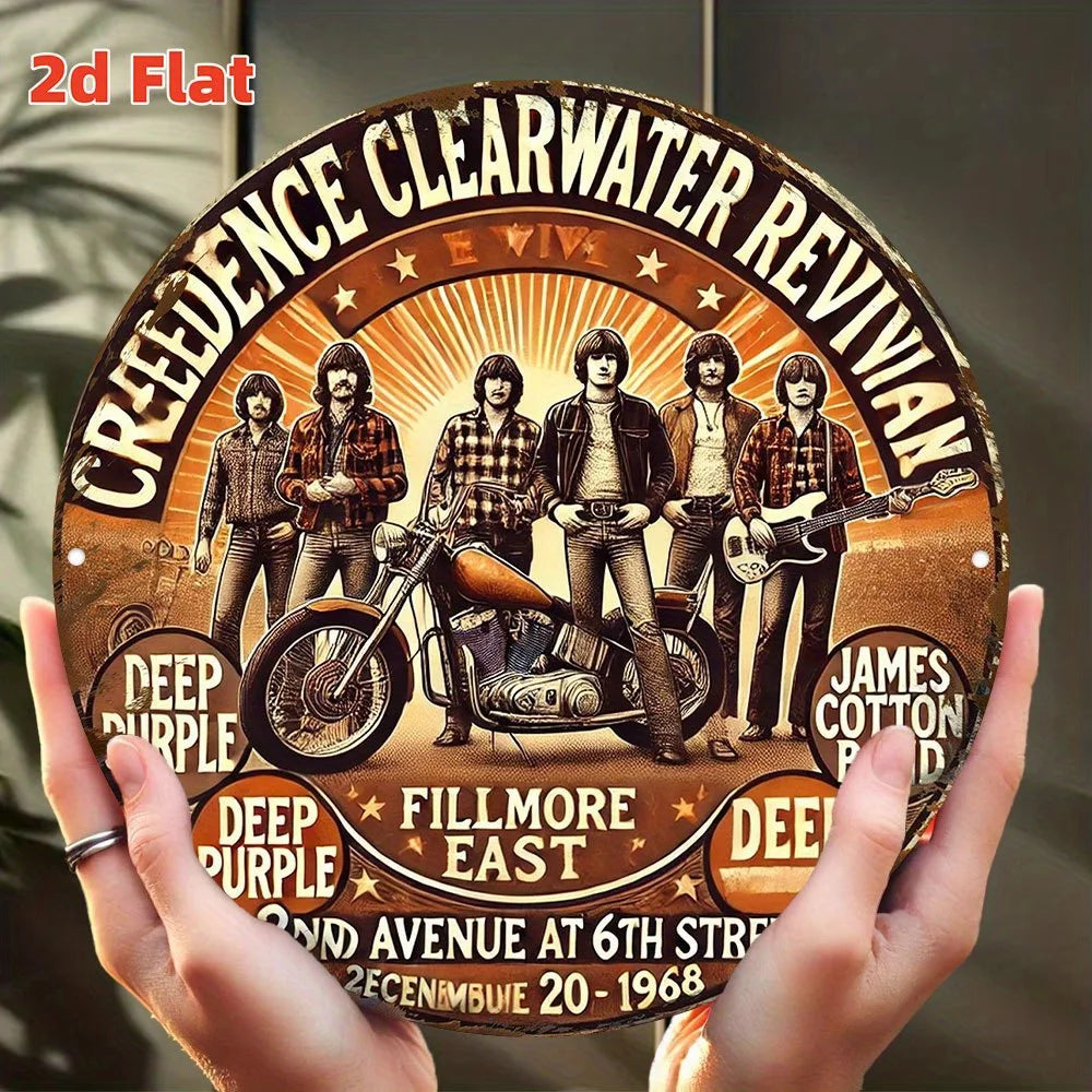 Creedence Clearwater Revival Metal Sign - Round Vintage - Bar Wall