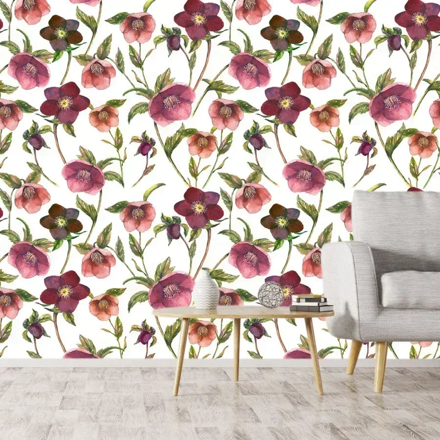 Custom Floral Nature Wall Mural – Peel & Stick or Non-Woven