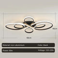 Modern LED Ceiling Light – Black/White, 66×40cm, RC Dimmable