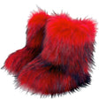 Faux Fox Fur Snow Boots – Plush Warm