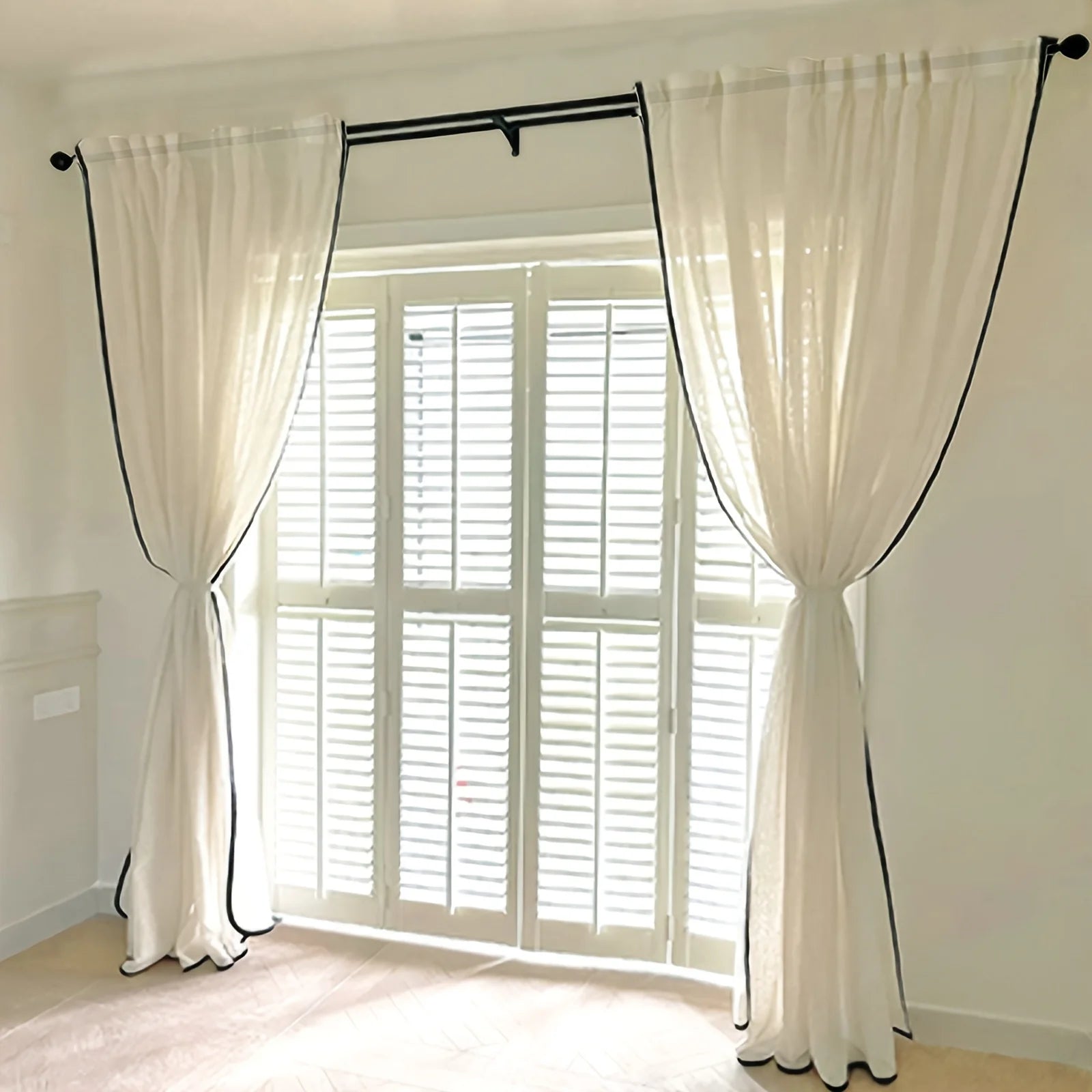 PLAIN LINEN SHEER CURTAIN - Semi-Transparent, Multi-Size & Heading - Light Rooms