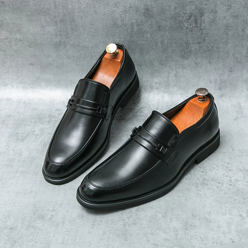 CLASSIC STEP - Men's Formal Leather Slip-On Loafers - Business, Office & Wedding Dress Shoes