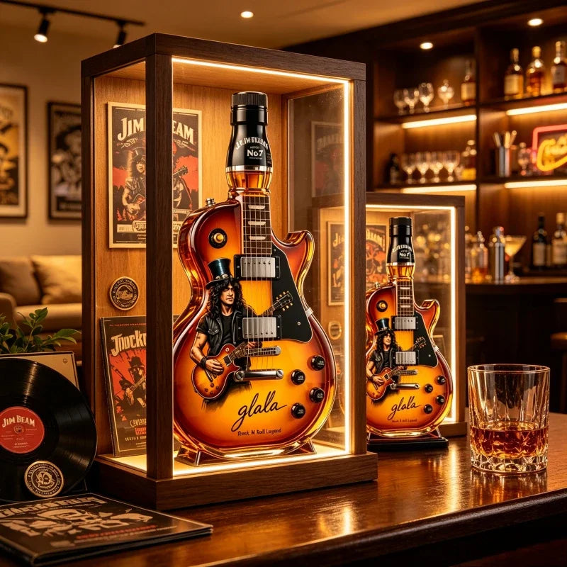 Guitar Shaped Whiskey Decanter – Rock Legend Liquor Bottle Collectible Barware