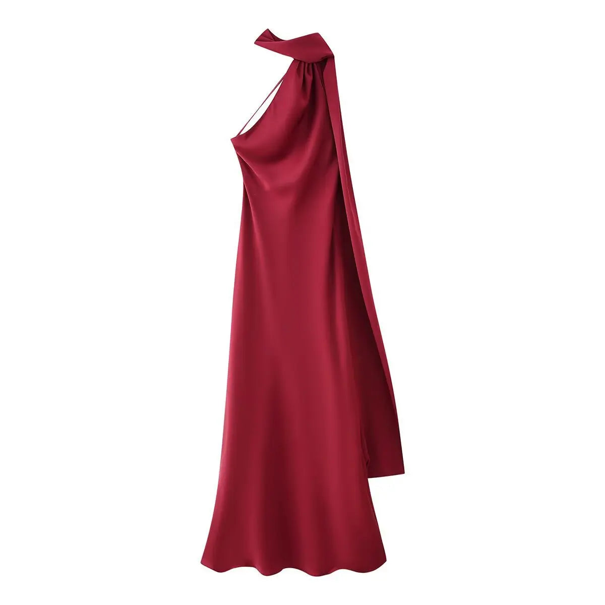 VEITCHE Elegant Women's Soft Silk Satin Long Dress Halter Backless Sleeveless Maxi Dresses Summer Lady Long Ribbon Party Gowns