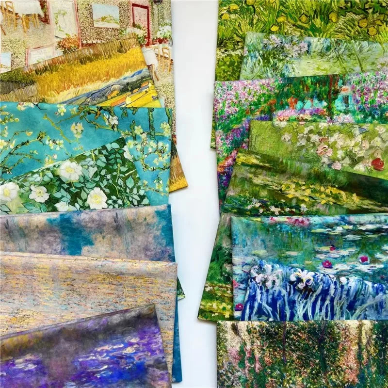 OIL PAINTING PRINT COTTON FABRIC - 105cm Wide, 20 Designs - Craft Canvas