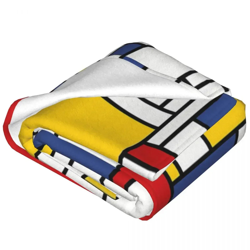 Mondrian-Inspired Abstract Blanket - plush - colorful home