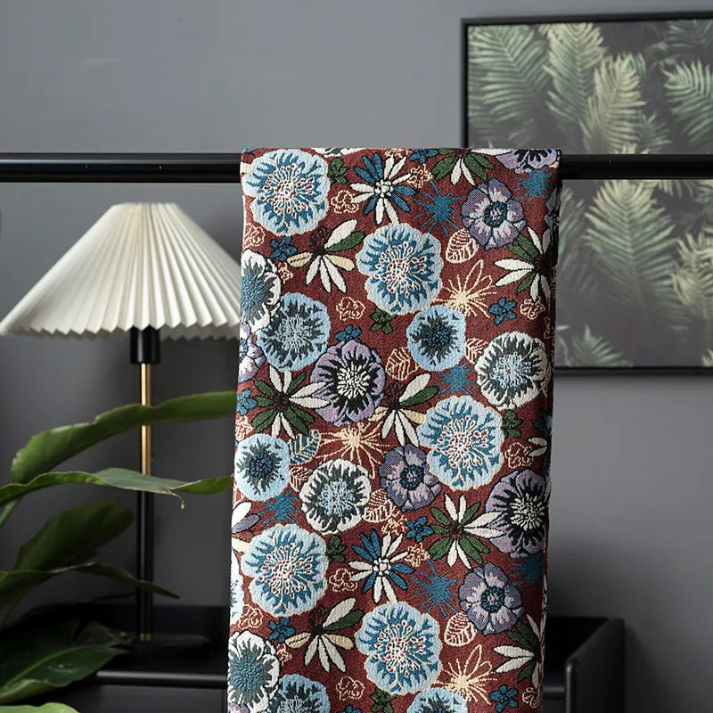 FLORAL CHENILLE JACQUARD FABRIC - Polyester-Cotton, 148cm Wide - Rich Rooms