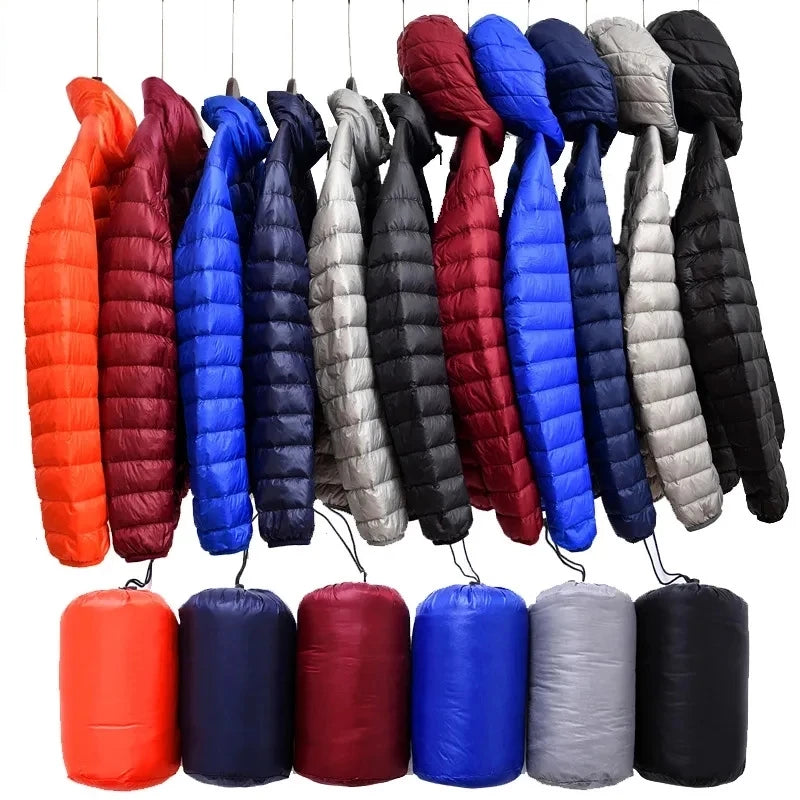 DUCK LIGHT - Men's Ultralight Down Jacket - 12 Colors, Stand & Hood, M-5XL