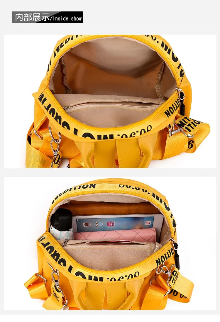 Women Backpack Yellow Casual Multifunction Travel Backpack