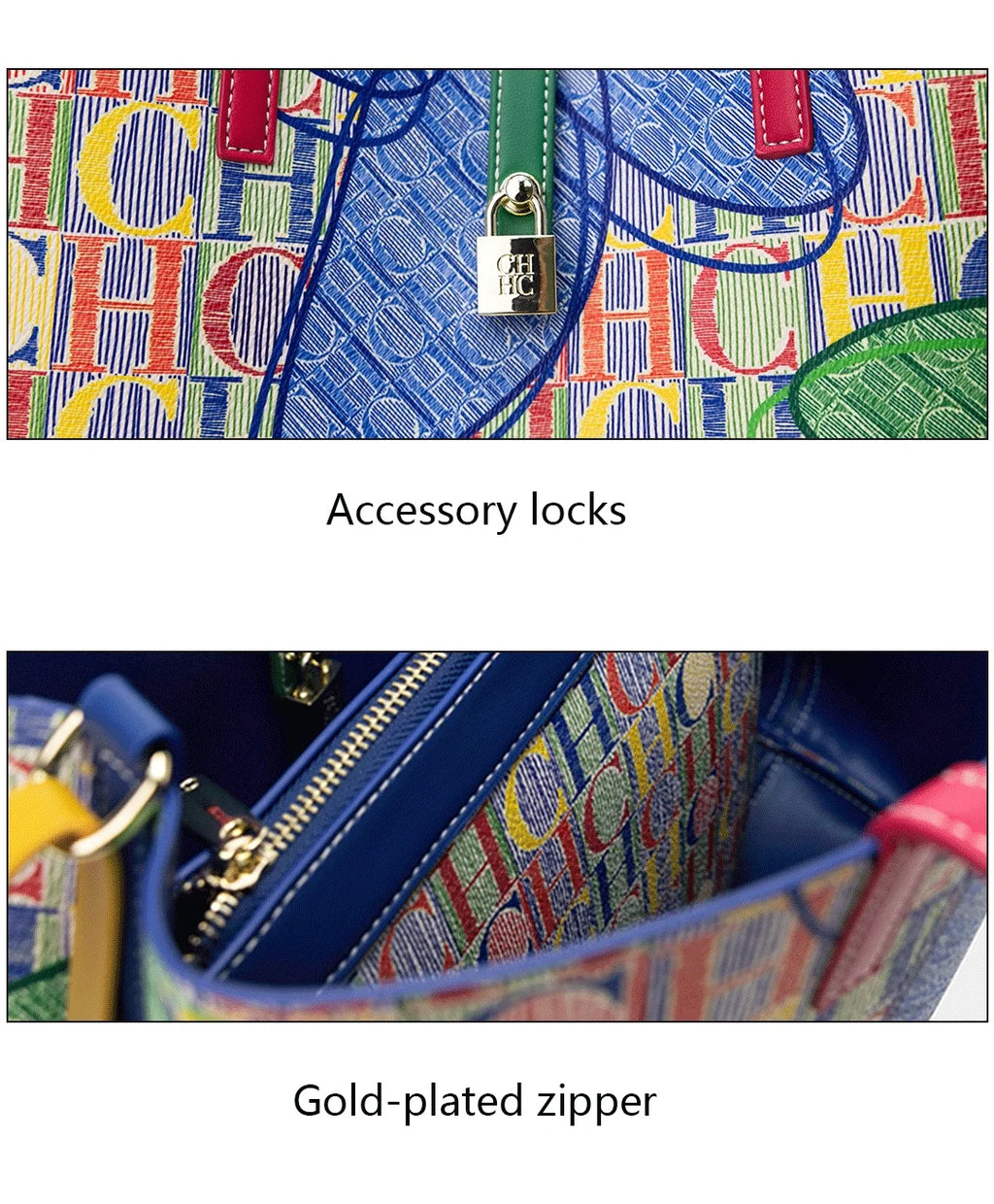CH Women's Handbag Fashion Letter Printed Flower Design Large Capacity High End Texture Crossbody Bag