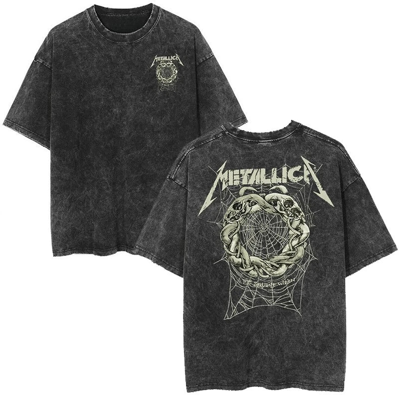 Metallica And Justice For All Vintage Washed T-Shirt Y2K