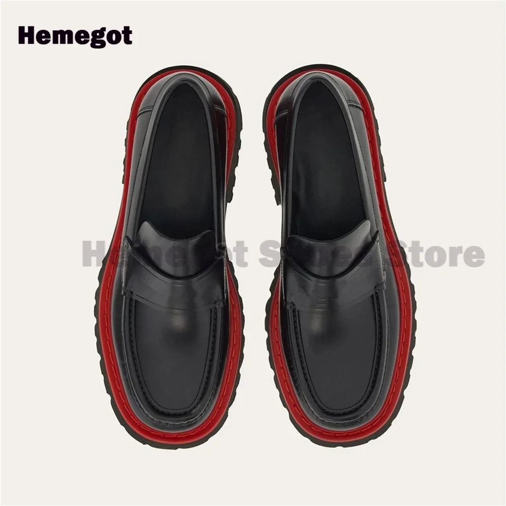 THICK LUX - Men's Luxury Thick-Sole Slip-On Loafers - Breathable Handmade Black Casual Shoes