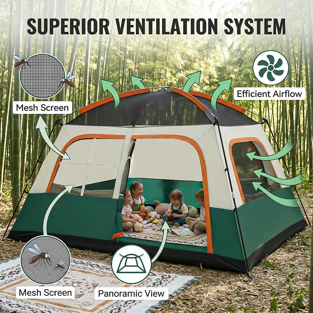 4-6 Person Family Camping Tent 2 Bedrooms Large Waterproof Easy Setup