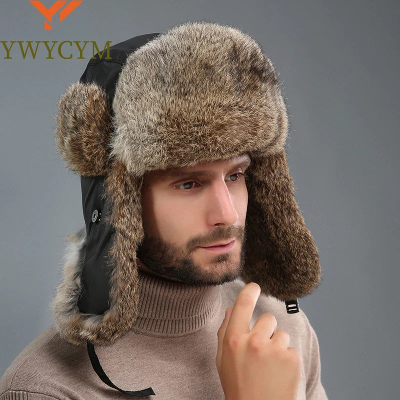 TUNDRA - Real Rabbit Fur Bomber Hat - Unisex, 9 Colors, Sizes 55–62cm