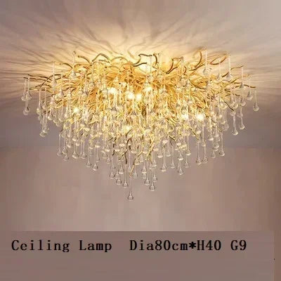 Luxury Gold Crystal Chandelier – Water Drop, Pendant & Ceiling