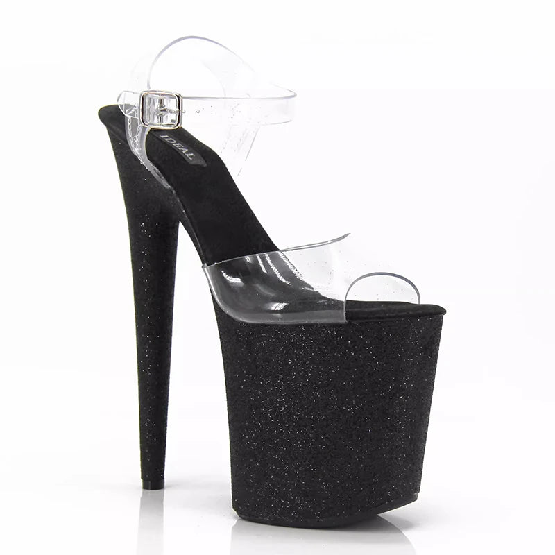 8inches Sexy Super High Heels Transparent Crystal Wedding Pole Dance Shoes 20CM Stiletto Waterproof Platform Sandals Summer