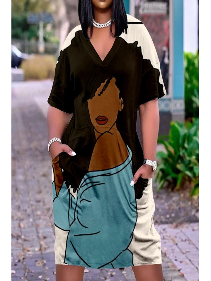Fashion Native Midi Dresses Women Bohemian Party Evening Dress Women's Fashion African Dress Female Letter Sexy Sundress Slim