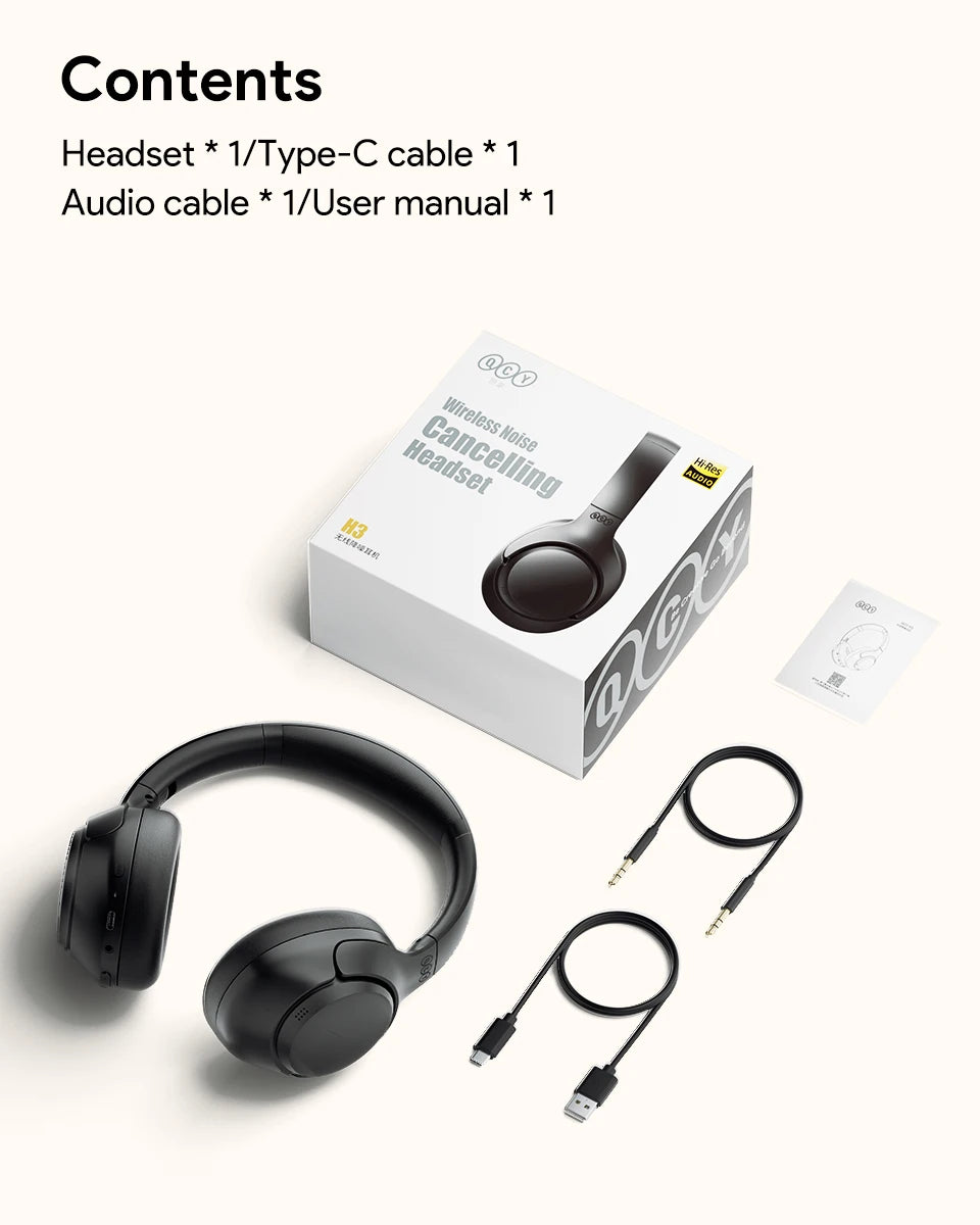 QCY H3 ANC Wireless Headphones BT 5.4 Hi-Res 43dB