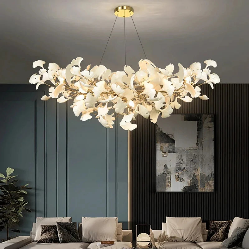 Ginkgo Leaf Ceramic Pendant Chandelier