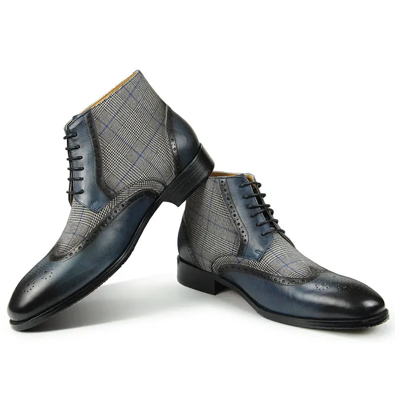 DENIM CHELSEA - Men's Genuine Cowhide Leather Chelsea Boots - Pointed Toe Retro