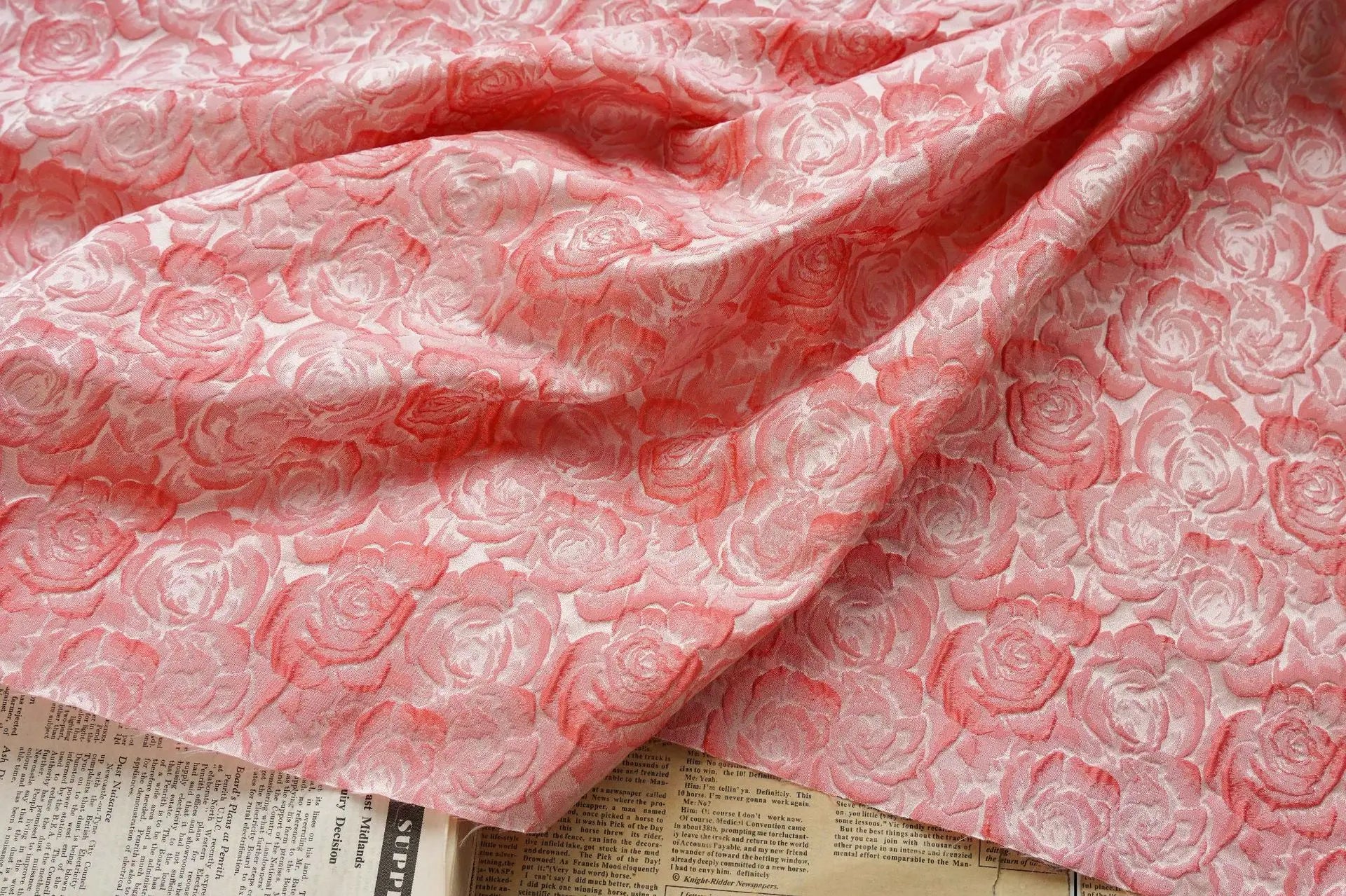 3D Rose Jacquard Fabric – 160cm Wide, 10 Colors