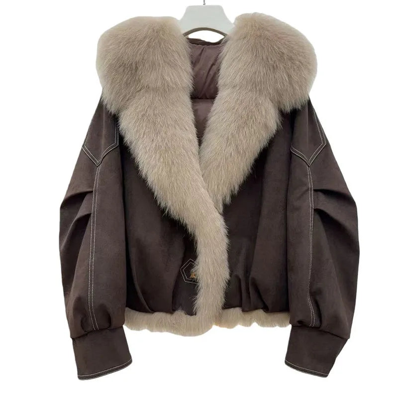 FROST COLLAR - Fur Collar Cotton Parka - Thick Winter Jacket, Faux Fox Trim