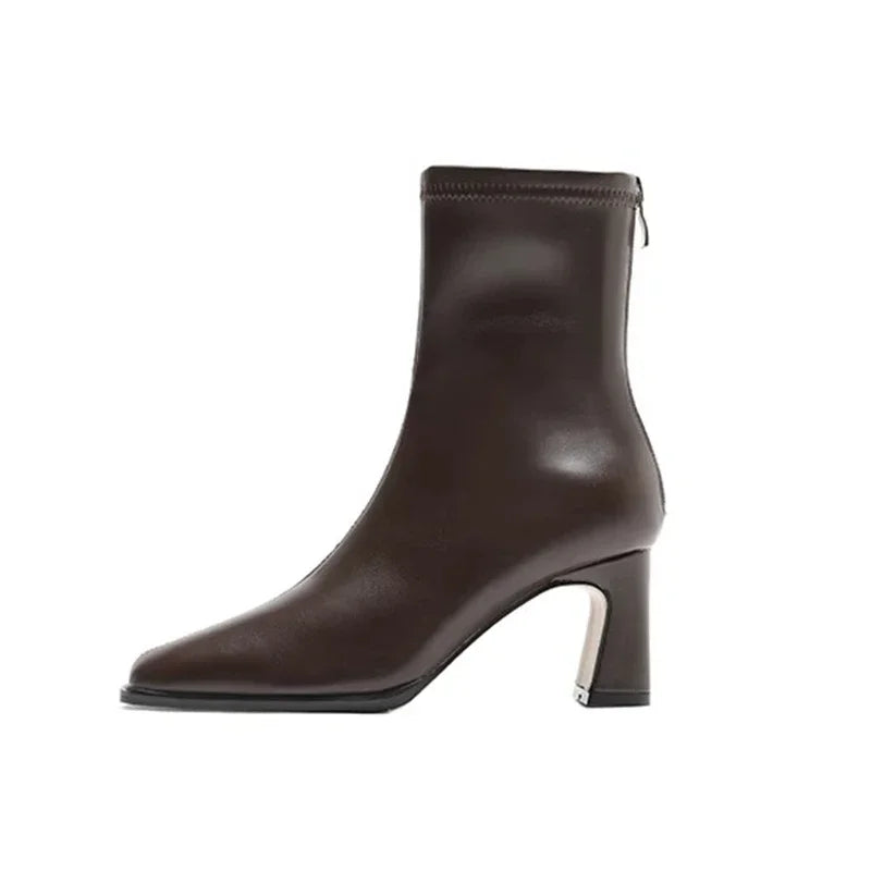 Square Toe Ankle Boots – Thick Heel Cotton Lined