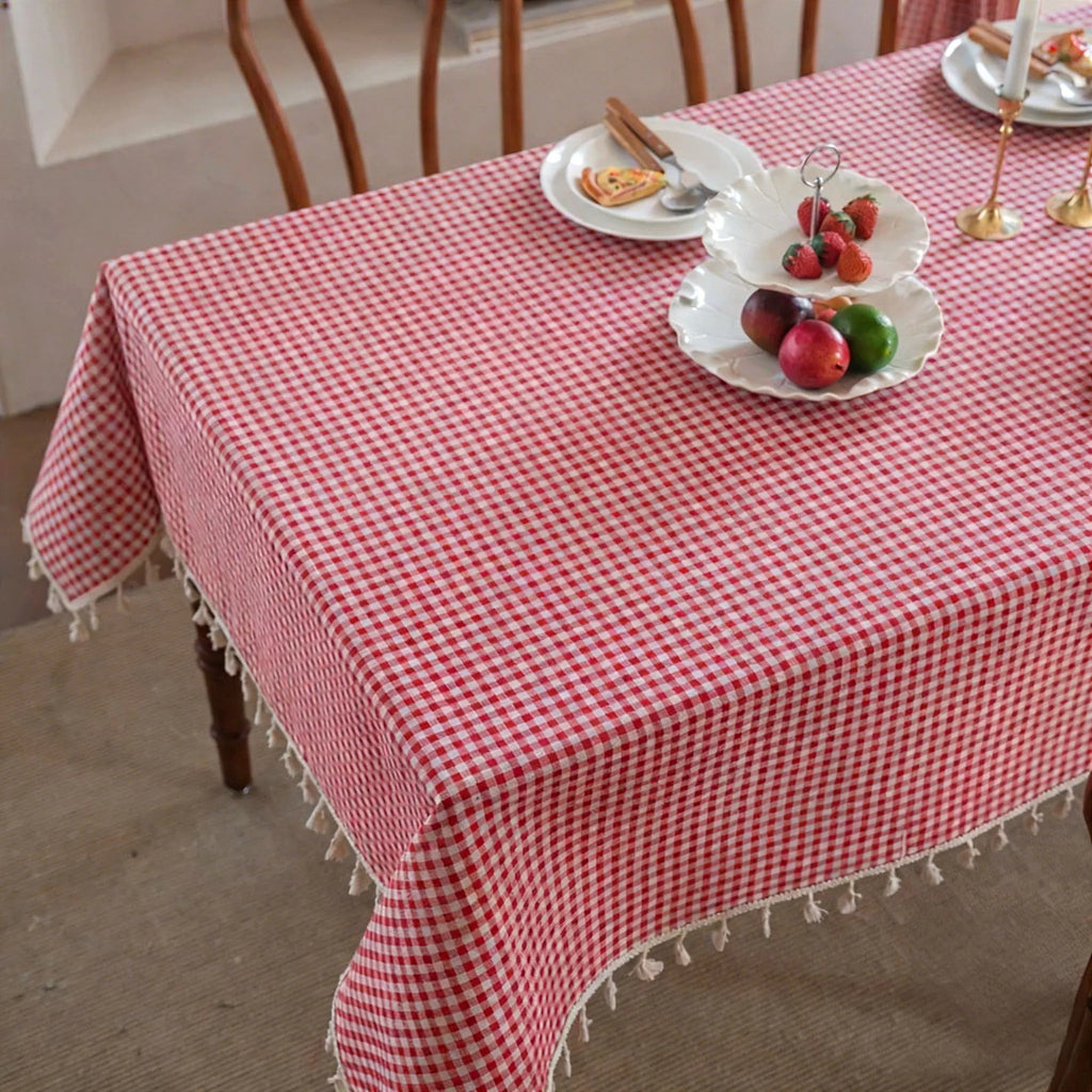TASSEL TABLECLOTH - Washable Rectangle - Warm Gatherings
