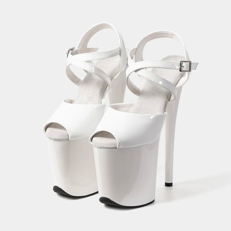 8-inch Sexy Super High Heels Transparent Crystal Wedding Pole Dance Shoes 20CM Stiletto Waterproof Platform Sandals Summer