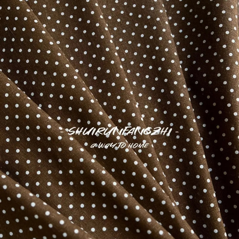 Polka Dot Cotton Linen Fabric Coarse Burlap Texture Rustic for Sofa Curtain Tablecloth Pillow DIY Sewing Accessories