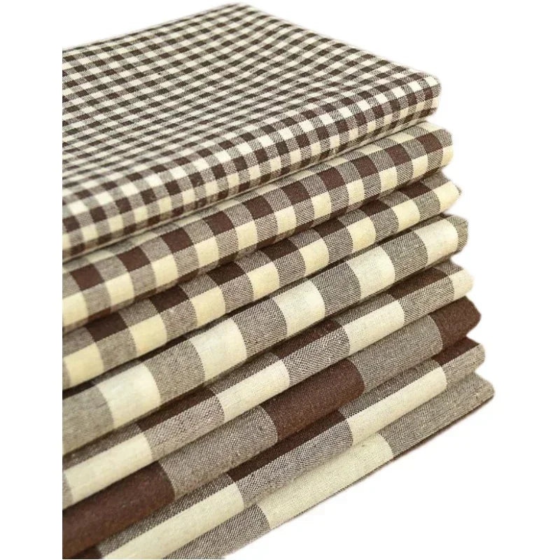 YARN-DYED COTTON PLAID FABRIC - Combed Weave, 145cm Wide - Warm Textures