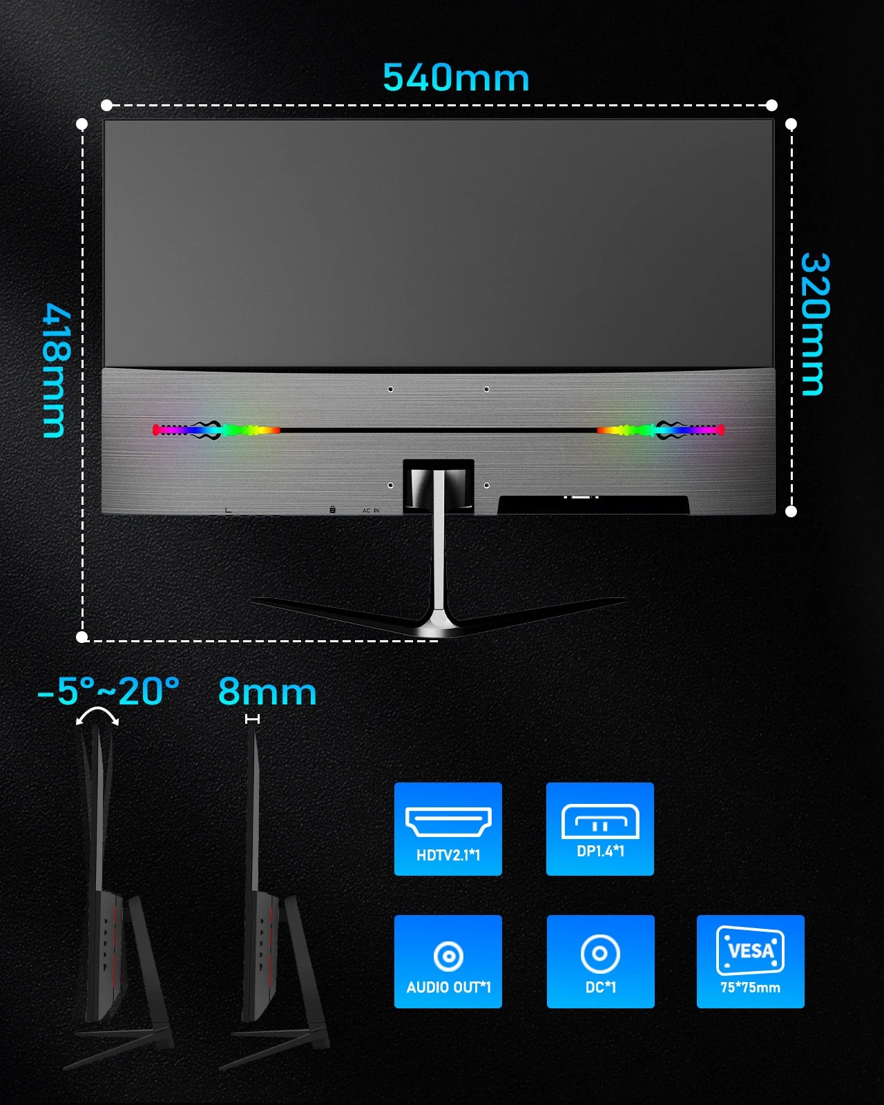 FYHXele 24" 180Hz Gaming Monitor - FHD IPS 1ms Fast Response